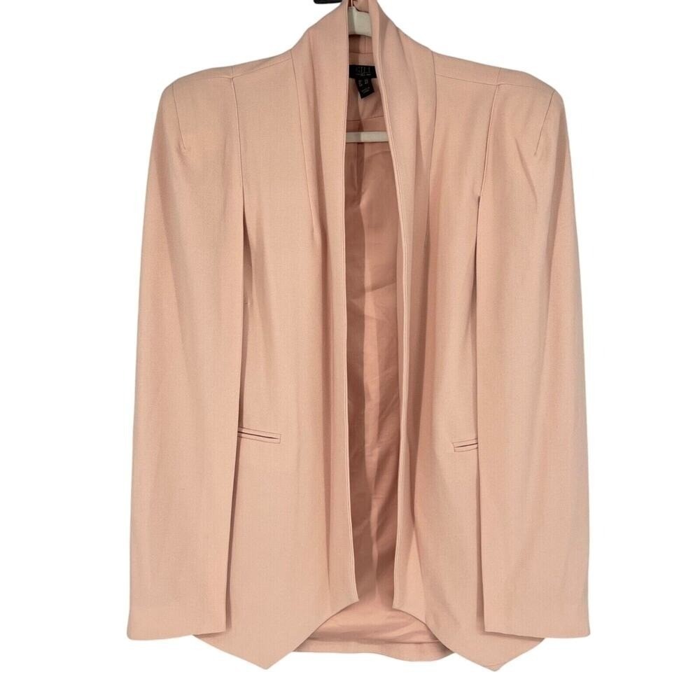 Gili Cape Blazer Womens 10 Pink Crepe Padded Shoulders Satin Lined Suiting QVC